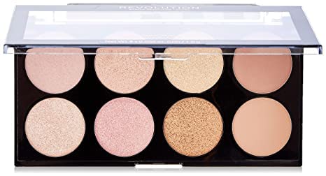 Makeup Revolution Ultra Blush Contour Palette, Blush & Highlight, 8 Pigment-Rich Shades, Vegan & Cruelty-Free, Golden Sugar, 0.23 Oz