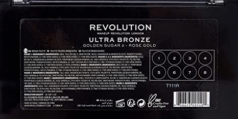Makeup Revolution Ultra Blush Contour Palette, Blush & Highlight, 8 Pigment-Rich Shades, Vegan & Cruelty-Free, Golden Sugar, 0.23 Oz