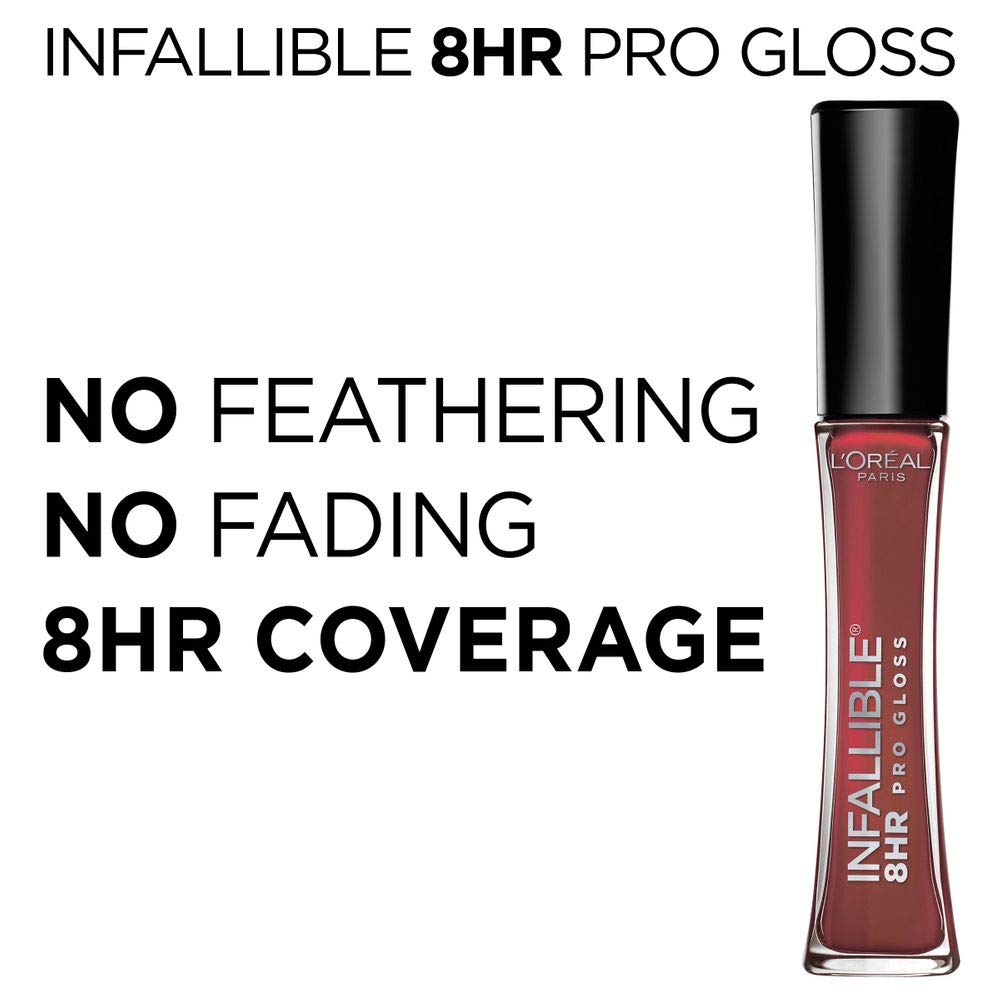 L’Oreal Paris Makeup Infallible 8 Hour Hydrating Lip Gloss, Fiery, 0.21 Fl Oz