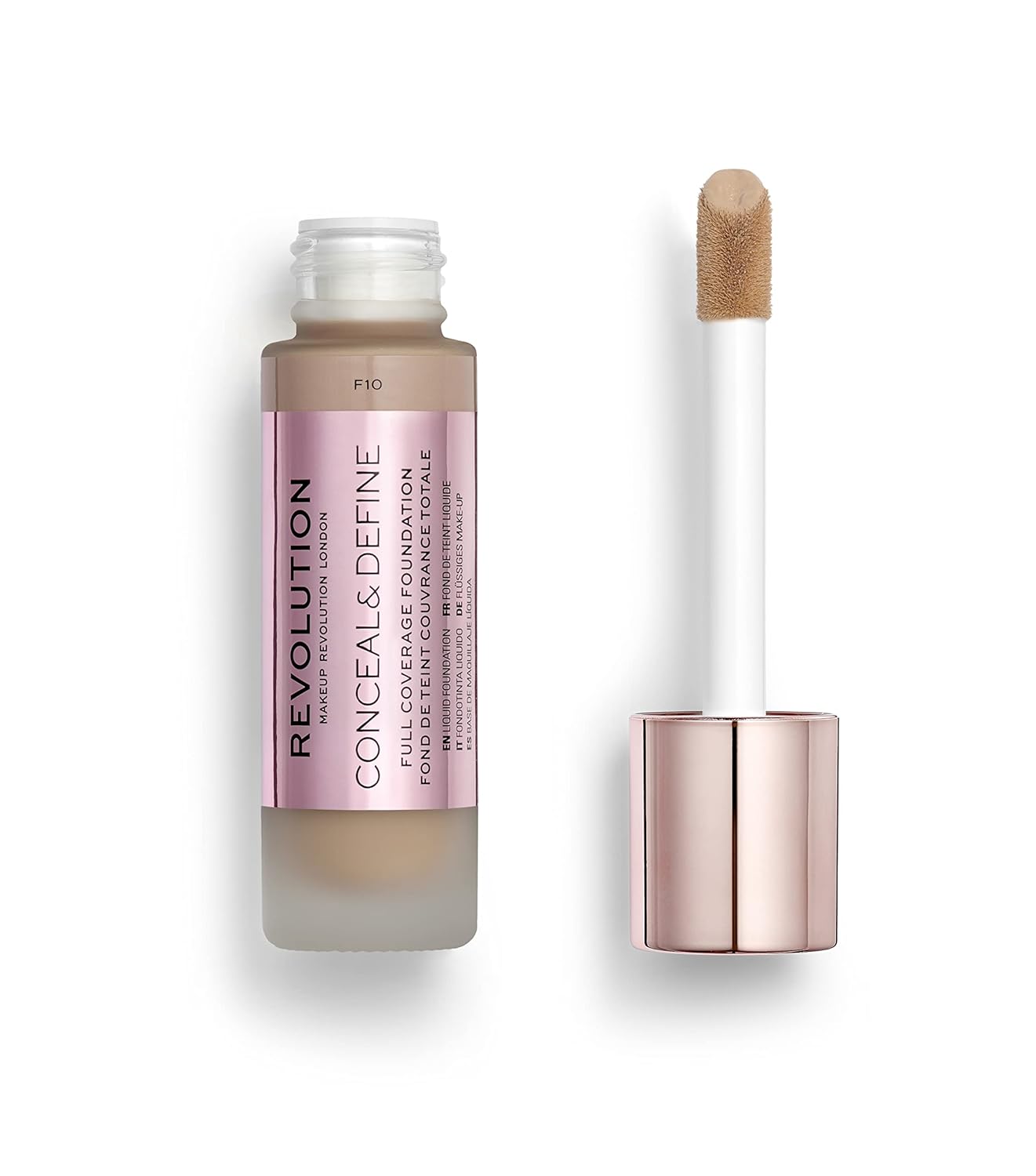 Makeup Revolution Conceal & Define Foundation, Cream Foundation Makeup, Full Coverage, Vegan & Cruelty-Free,