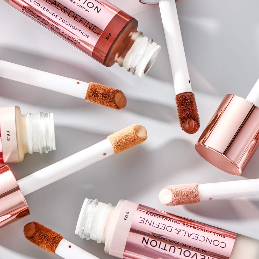 Makeup Revolution Conceal & Define Foundation, Cream Foundation Makeup, Full Coverage, Vegan & Cruelty-Free,