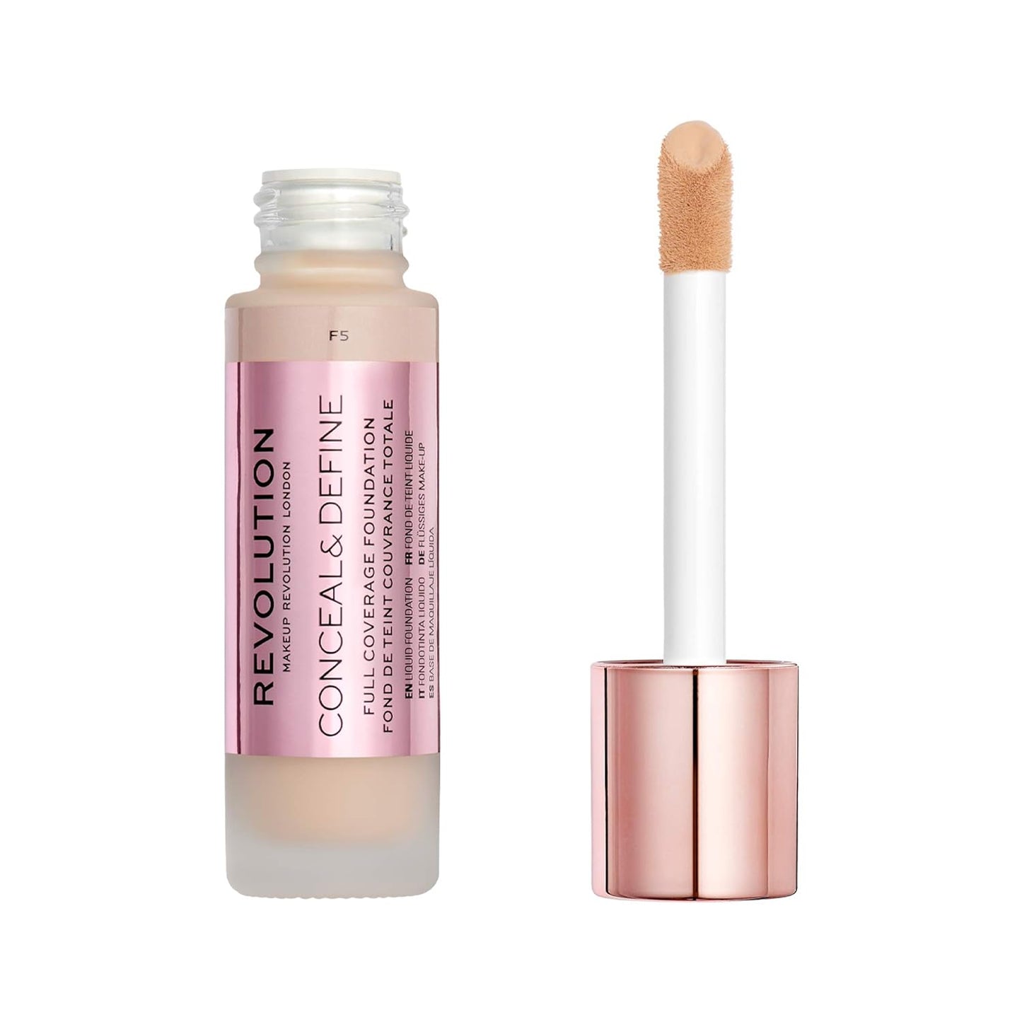 Makeup Revolution Conceal & Define Foundation, Cream Foundation Makeup, Full Coverage, Vegan & Cruelty-Free,
