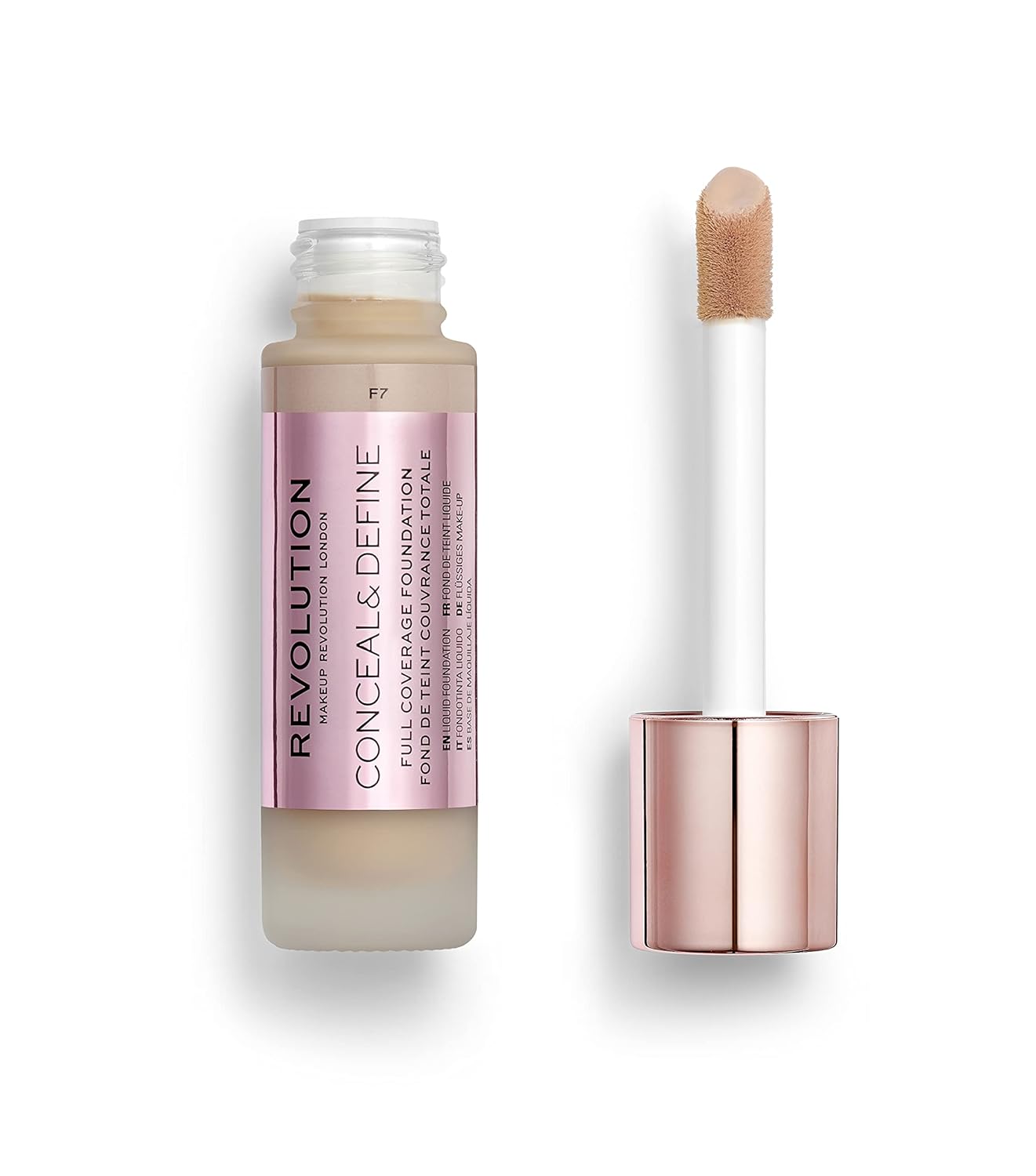 Makeup Revolution Conceal & Define Foundation, Cream Foundation Makeup, Full Coverage, Vegan & Cruelty-Free,