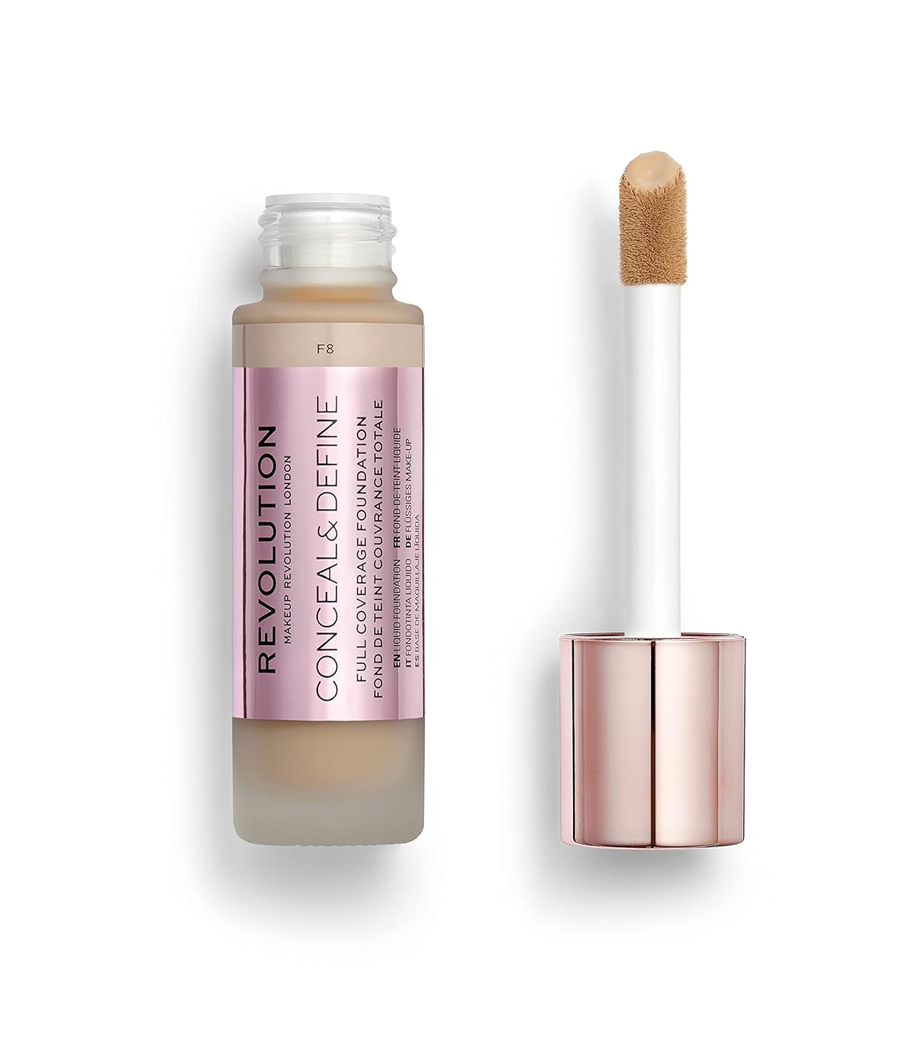 Makeup Revolution Conceal & Define Foundation, Cream Foundation Makeup, Full Coverage, Vegan & Cruelty-Free,