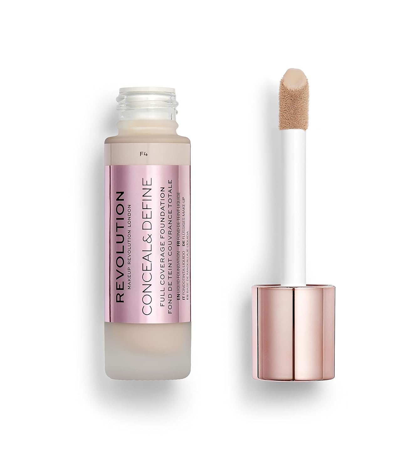 Makeup Revolution Conceal & Define Foundation, Cream Foundation Makeup, Full Coverage, Vegan & Cruelty-Free,