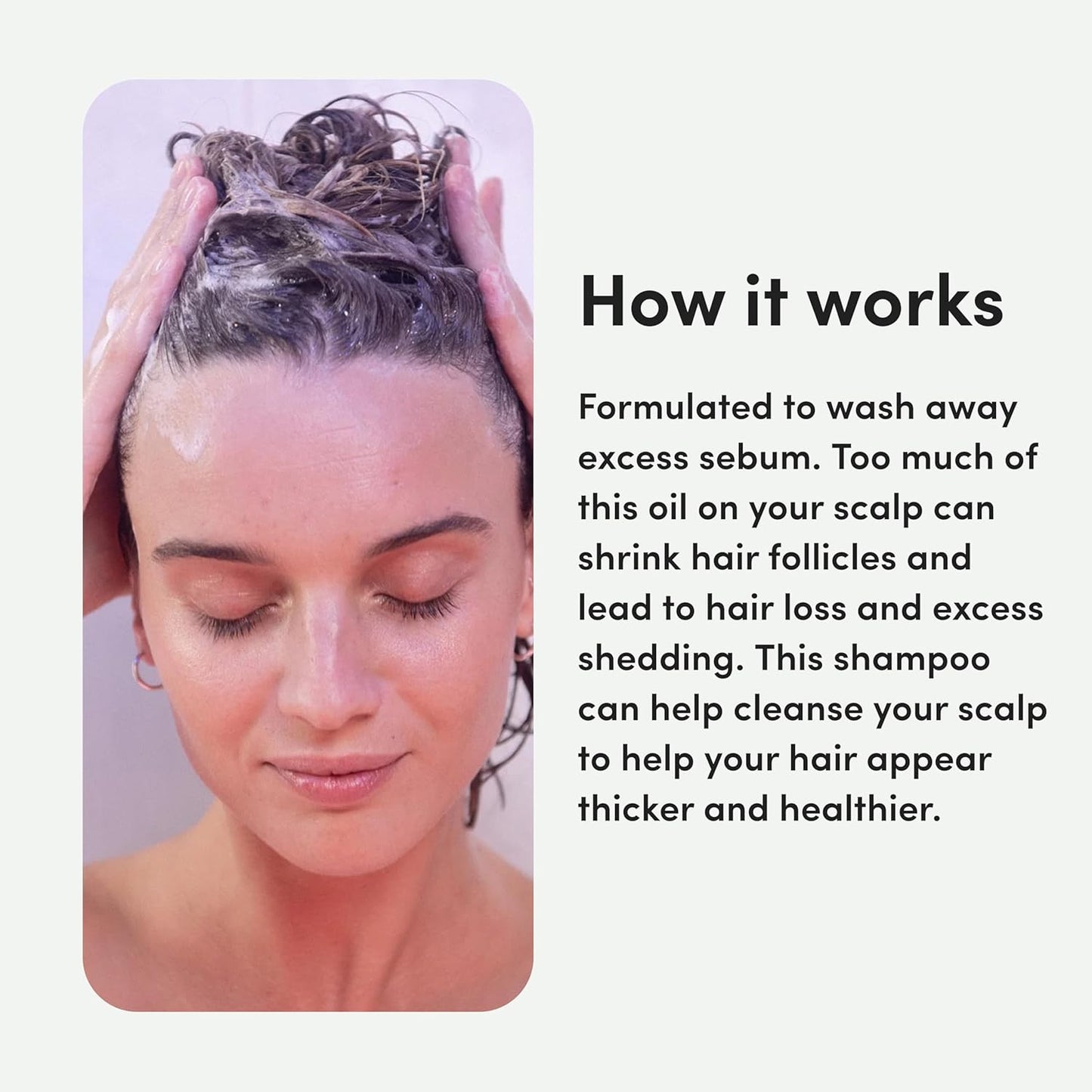 hers triple threat shampoo for hair that feels and looks thicker and stronger with biotin, saw palmetto, pumpkin seed oil, lightly scented with rose, helps control hair shedding,6.4 oz