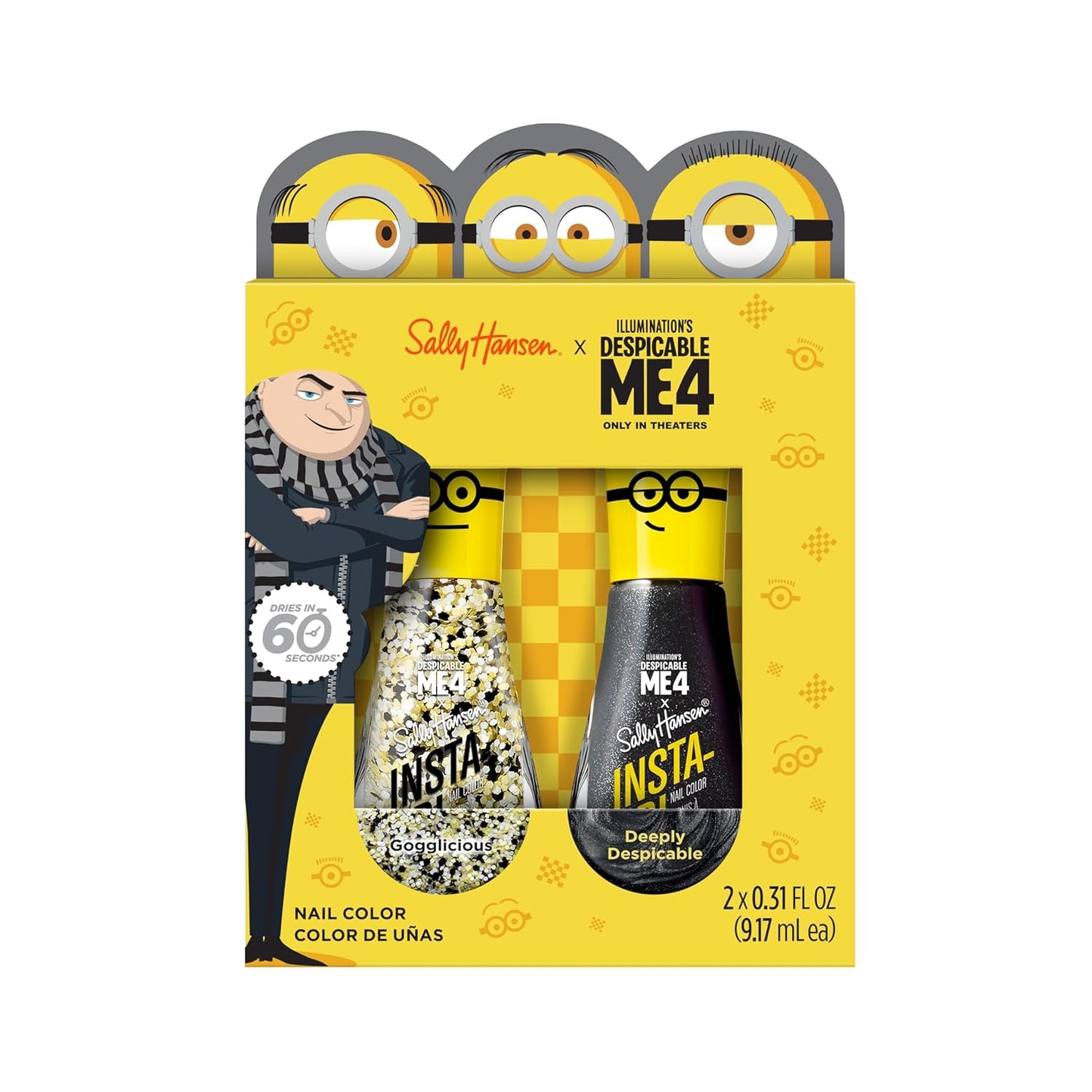 Sally Hansen Insta-Dri® X Despicable Me Glitter and Metallic Black Nail Polish Duo