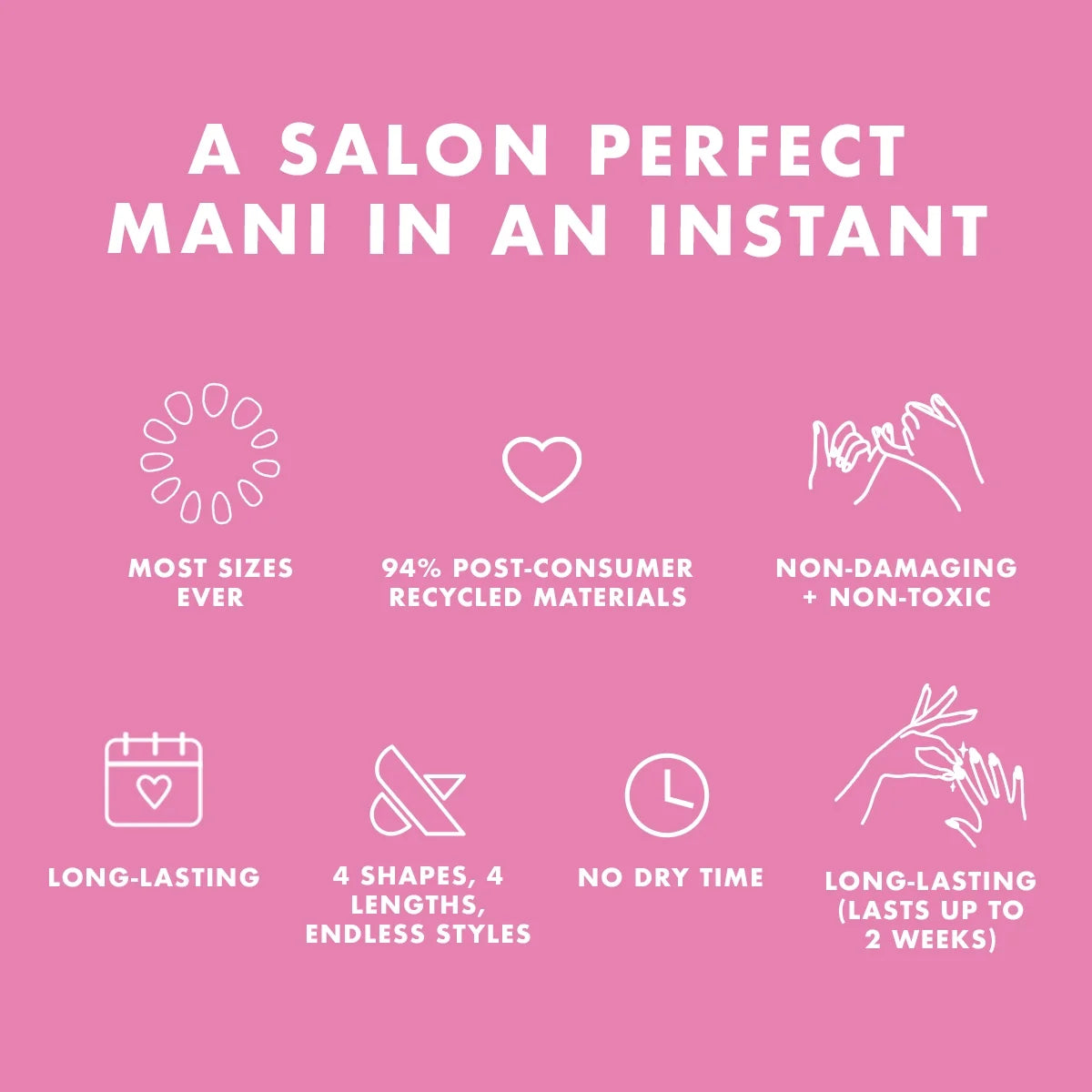 Olive & June The Instant Mani Press-On Nails, 42 Glue Press-on Nails, OMG, Extra Short, Round