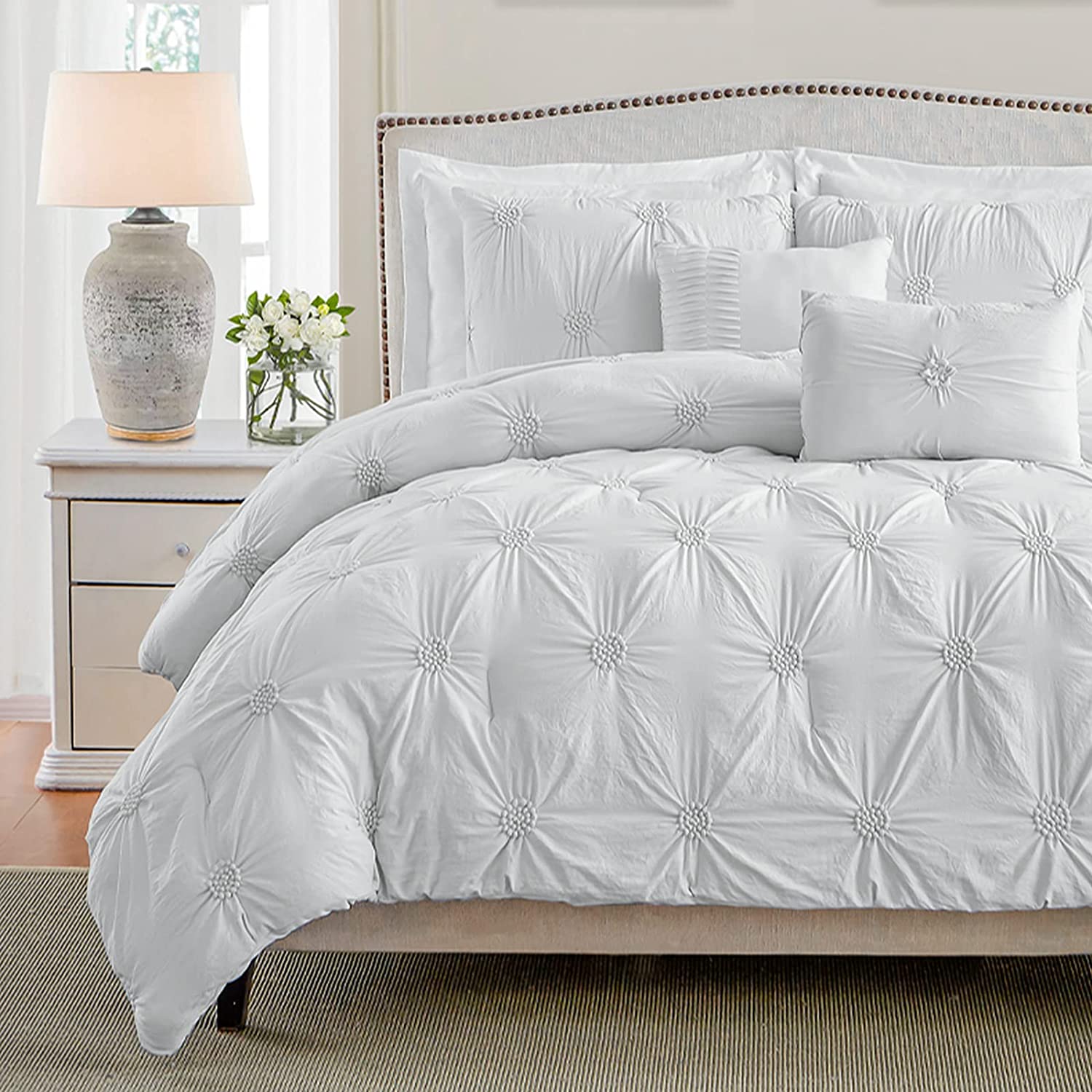 Floral Ruched Comforter Set 