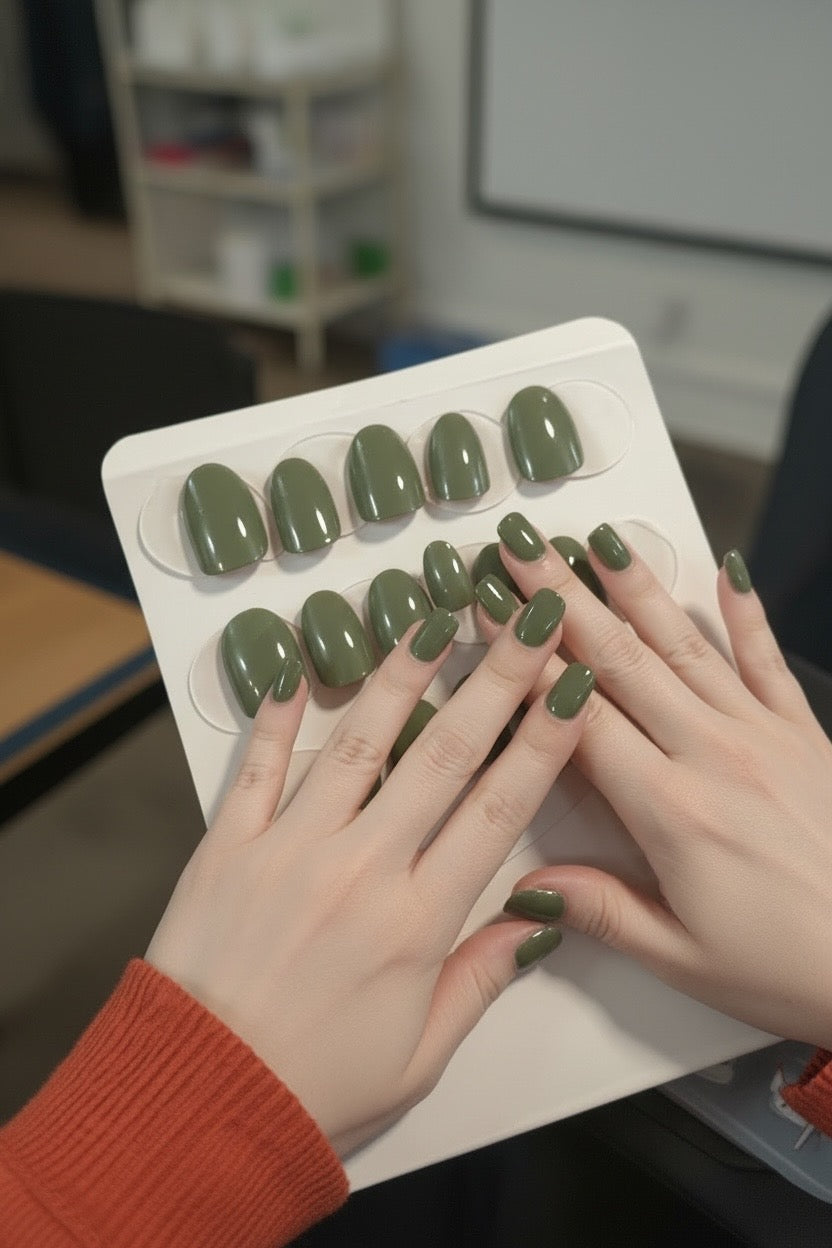 New! Kay Bei Sage Muse – Short Oval Press-On Nails (10 piece set)