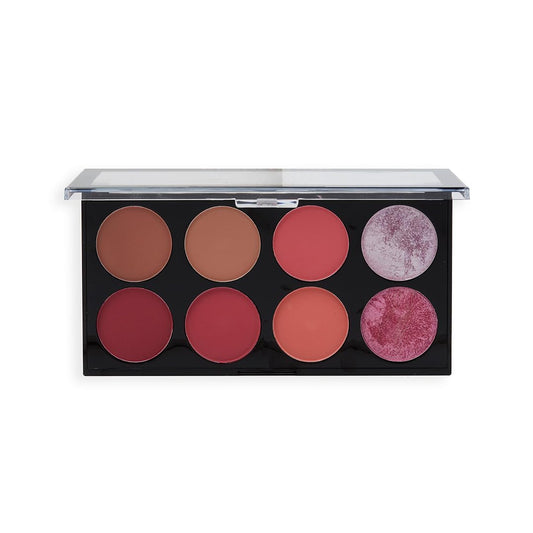 Makeup Revolution Ultra Blush Makeup Palette, Bronzer & Highlighter, Includes 8 Shades, Gluten free, Vegan & Cruelty Free, Sugar & Spice, 13g