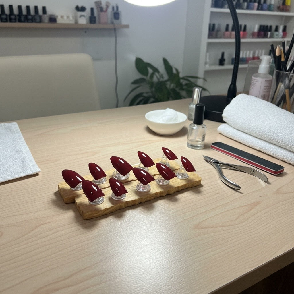 New! Kay Bei – Merlot Muse | Almond Press-On Nails (10 piece set)