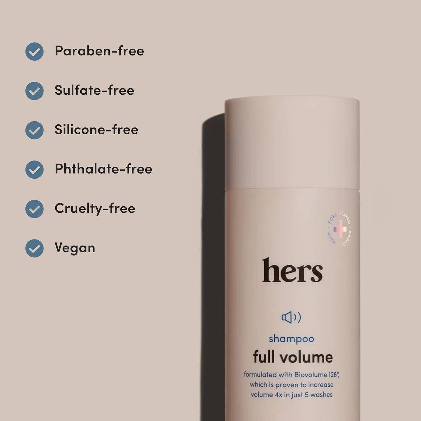 Hers Full Volume Shampoo - Rice Protein & Biotin Formula - Fine Hair & Root Lift Daily Shampoo - Volumizing Hair Care - Coastal Cedar Citron Scent -