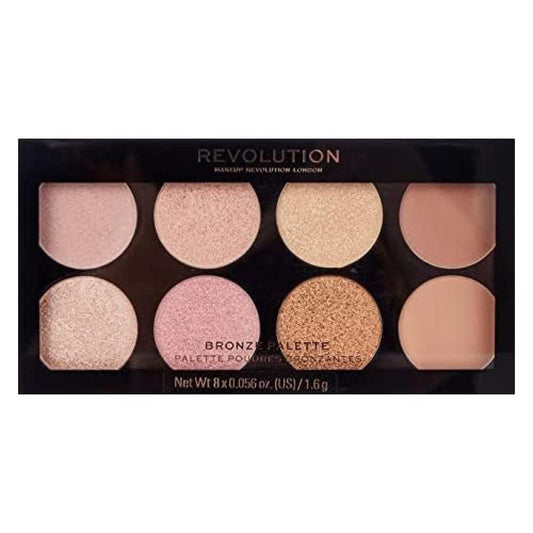 Makeup Revolution Ultra Blush Contour Palette, Blush & Highlight, 8 Pigment-Rich Shades, Vegan & Cruelty-Free, Golden Sugar, 0.23 Oz