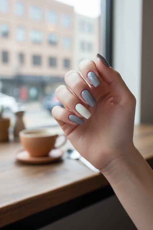 New! Kay Bei “Soft Slate Duo” – Coffin Press-On Nails