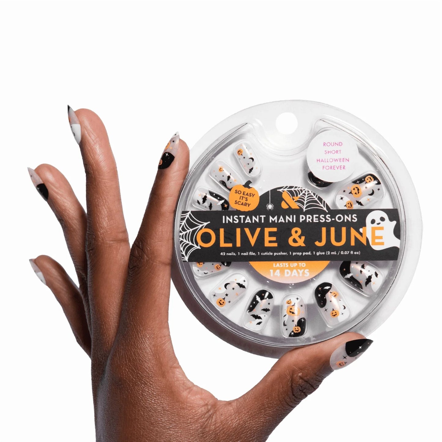 Olive & June Instant Mani Short Round Press-on Nails, Halloween Forever, 42 Pieces