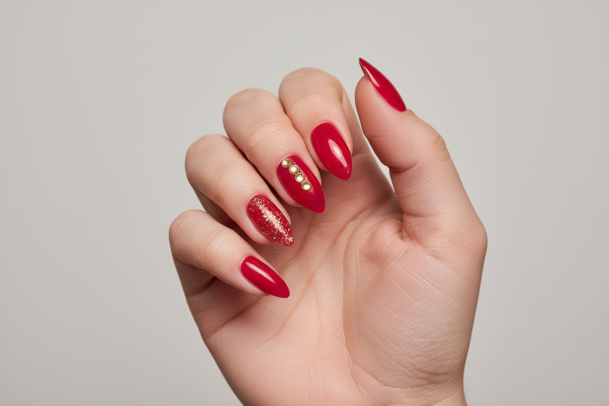 New! Kay Bei “Straw Jelly Luxe” – Almond Medium Press-On Nail Kit (10 piece Set)