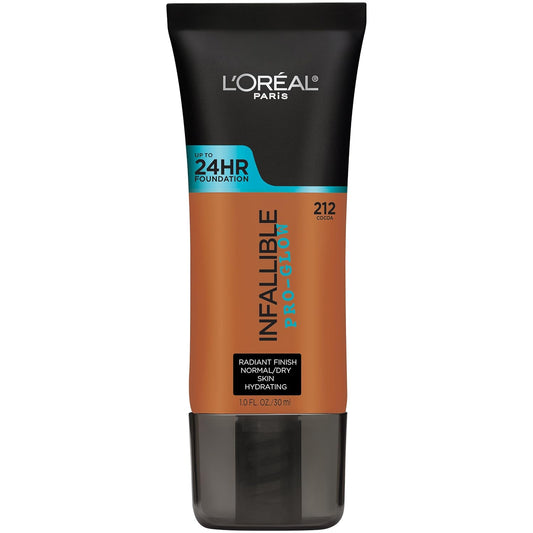 L'Oreal Paris Makeup Infallible Up to 24HR Pro-Glow Foundation, Cocoa, 1 fl oz.
