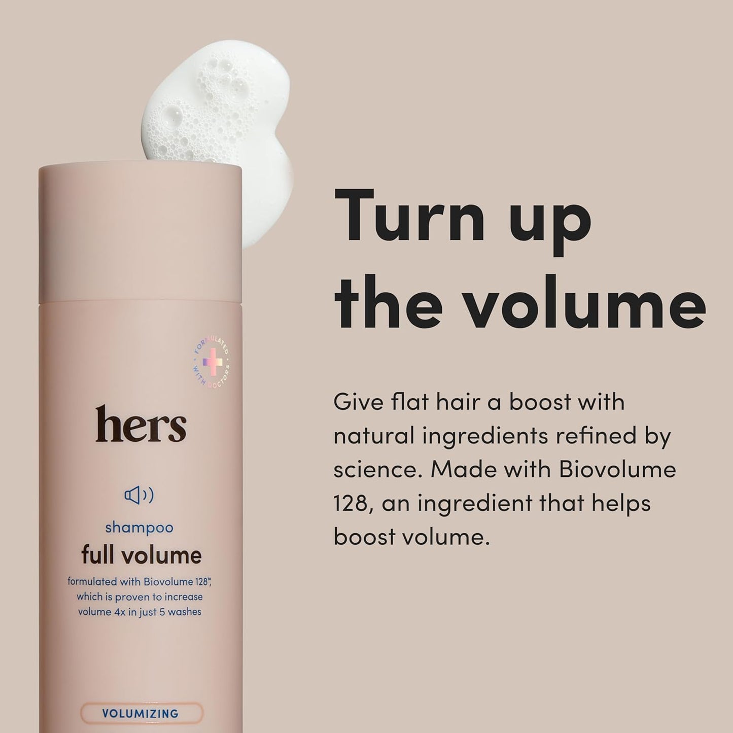 Hers Full Volume Shampoo - Rice Protein & Biotin Formula - Fine Hair & Root Lift Daily Shampoo - Volumizing Hair Care - Coastal Cedar Citron Scent -
