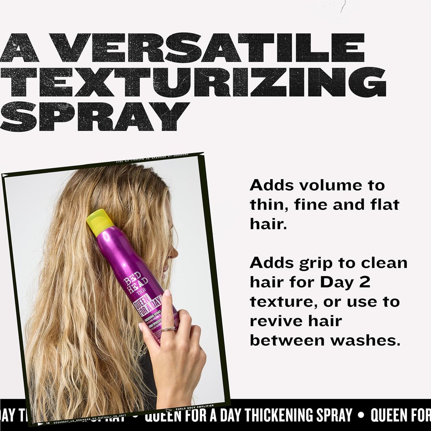 TIGI Bed Head Texture Spray, Queen For A Day Volume, 10.5 oz, Hair Thickening for Fine Hair, Alcohol Free, Berry Scent