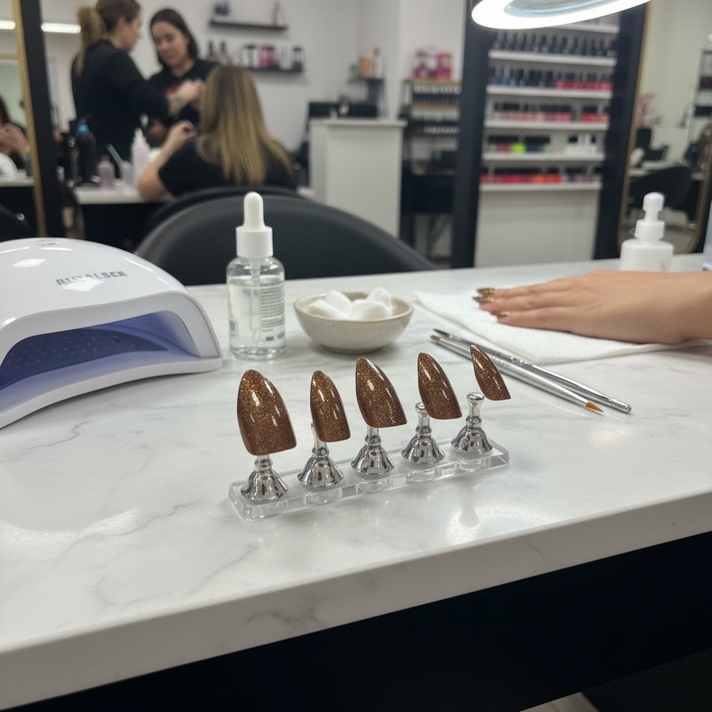 New! Kay Bei Cocoa Shimmer – Almond Press-On Nails (10 piece set)