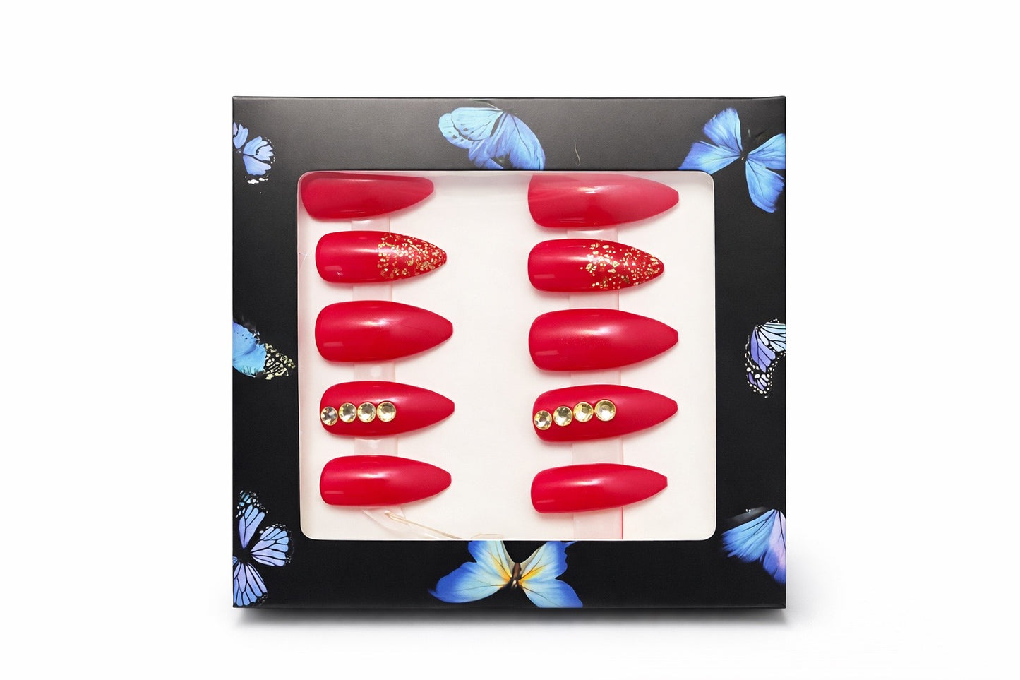 New! Kay Bei “Straw Jelly Luxe” – Almond Medium Press-On Nail Kit (10 piece Set)