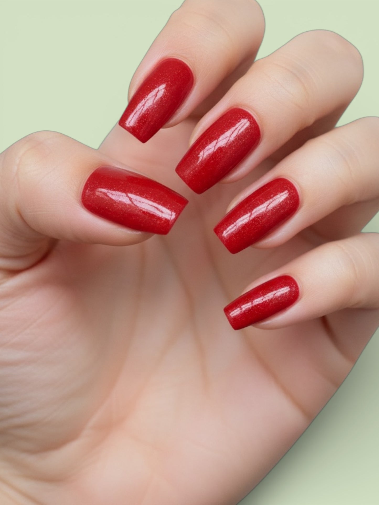 New! Kay Bei Ruby Allure – Red Glitter Coffin Press-On Nails (10 piece set)