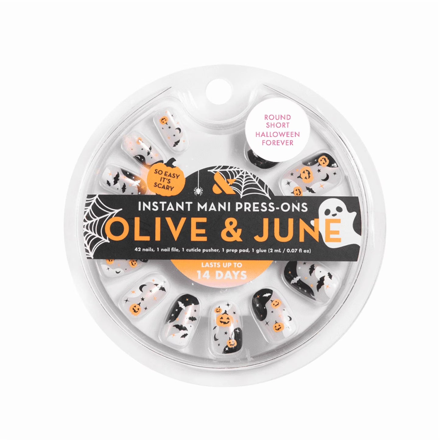 Olive & June Instant Mani Short Round Press-on Nails, Halloween Forever, 42 Pieces
