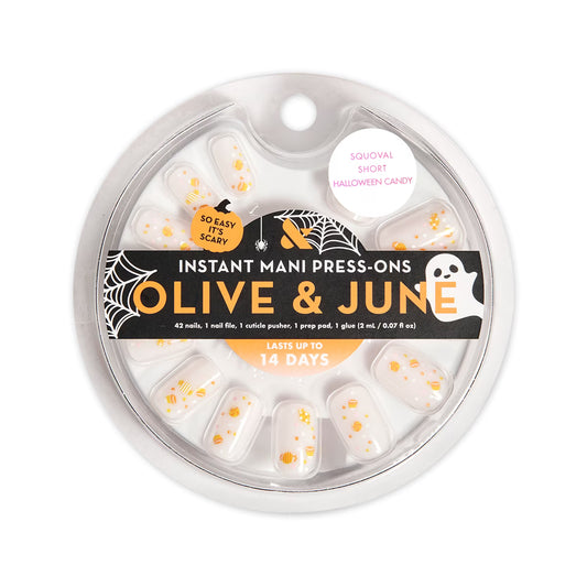 Olive & June Instant Mani Short Squoval Press-on Nails, Halloween Candy, 42 Pieces