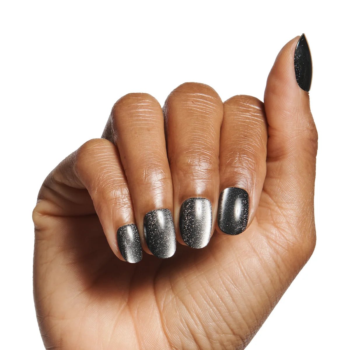 Olive & June Instant Mani Extra Short Round Press-on Nails, Black Shimmer, 42 Pieces