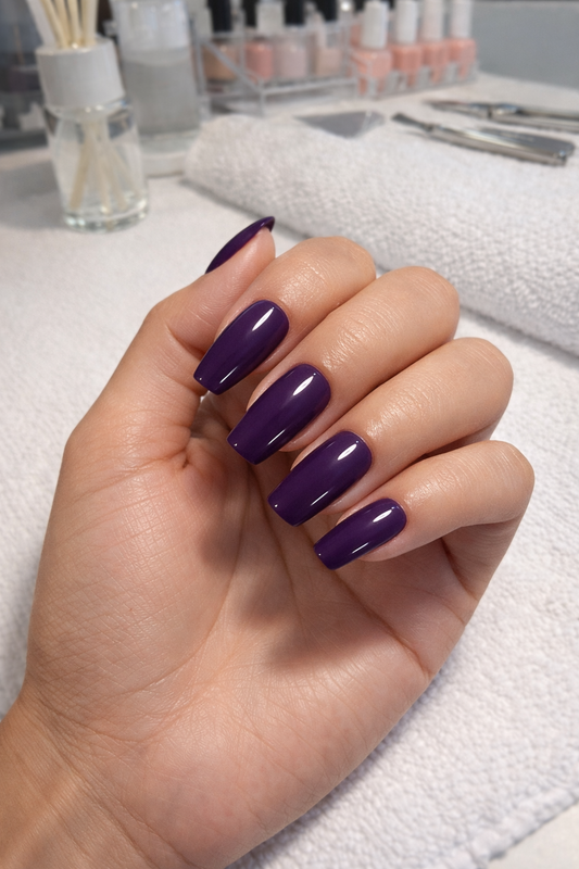 New! Kay Bei – Plum Velvet Coffin Press-On Nails