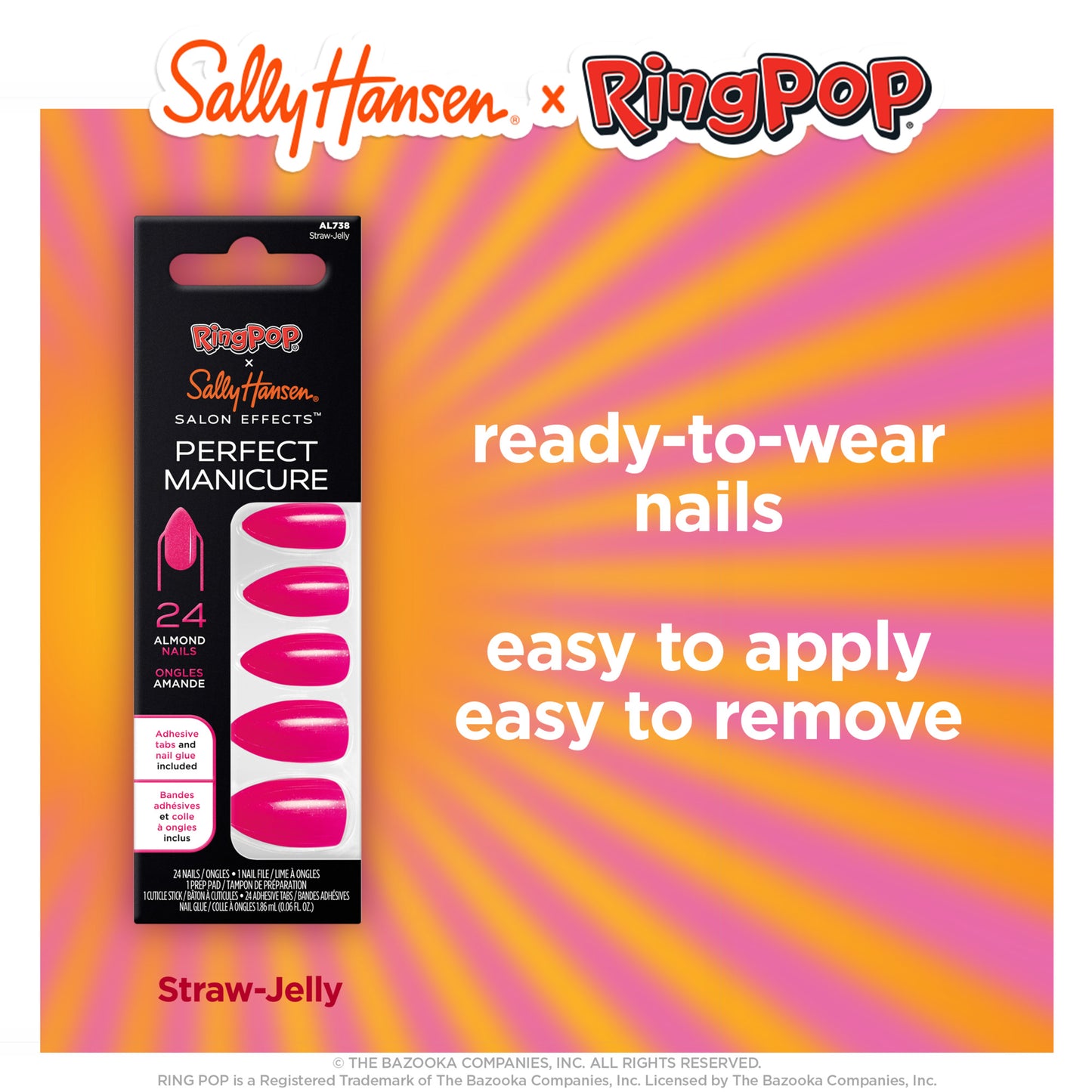 Sally Hansen Salon Effects Perfect Manicure, Press On Nails, Non-Damaging Adhesive Tabs, File, and Alcohol Pad Included 24 Ct.