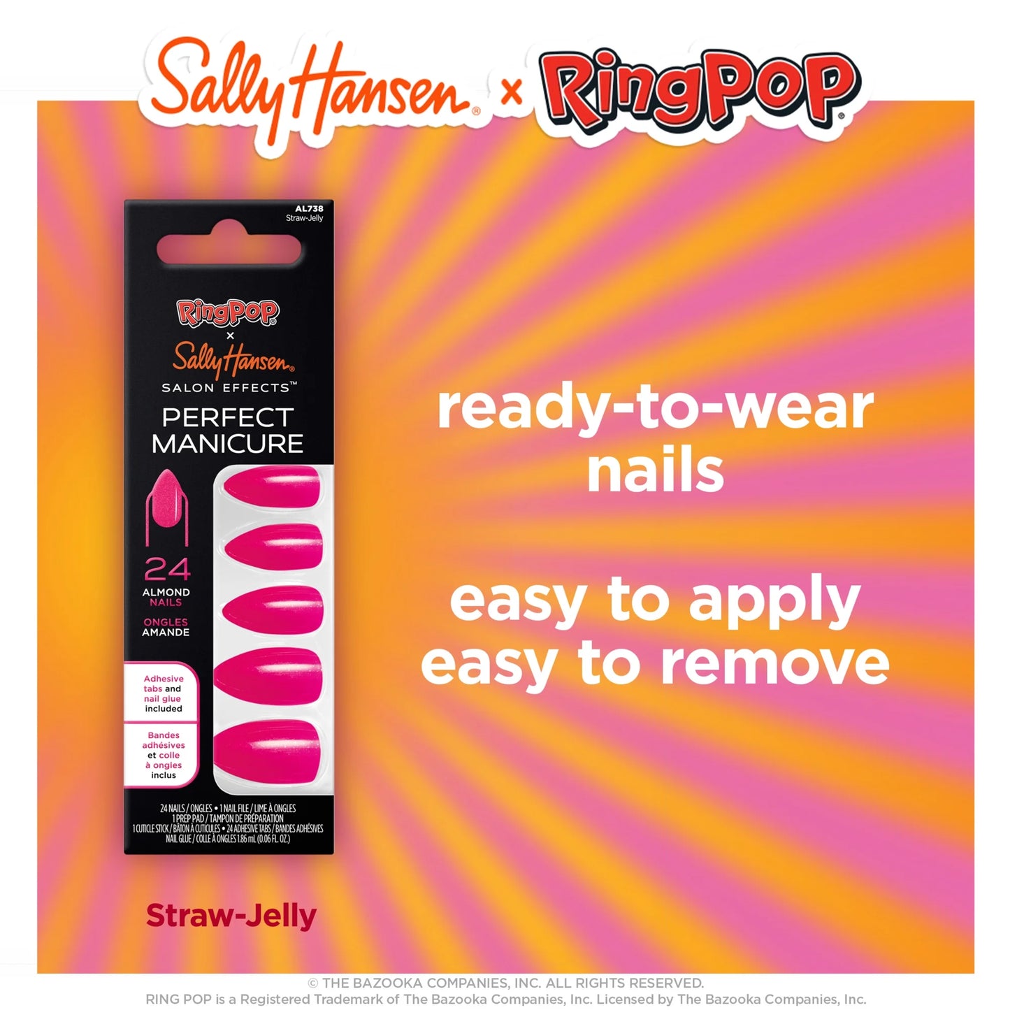 Sally Hansen Salon Effects Perfect Manicure, Press On Nails, Non-Damaging Adhesive Tabs, File, and Alcohol Pad Included 24 Ct.