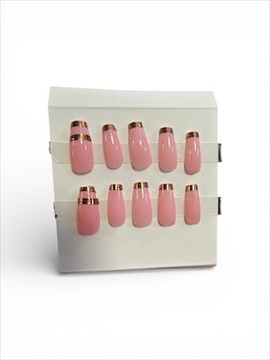 Kay Bei Rose Blush Gold-Tipped Press-On Nail Set (10 piece set)