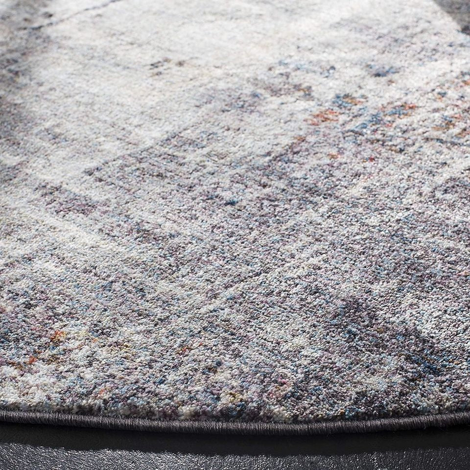 Area Rug, 7' x 7' Round, Charcoal/Ivory