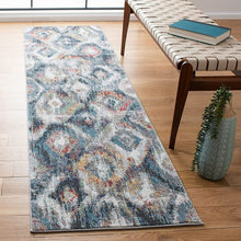 Load image into Gallery viewer, Modern Boho Distressed Runner, 2&#39;2&quot; x 10&#39; , Ivory / Blue

