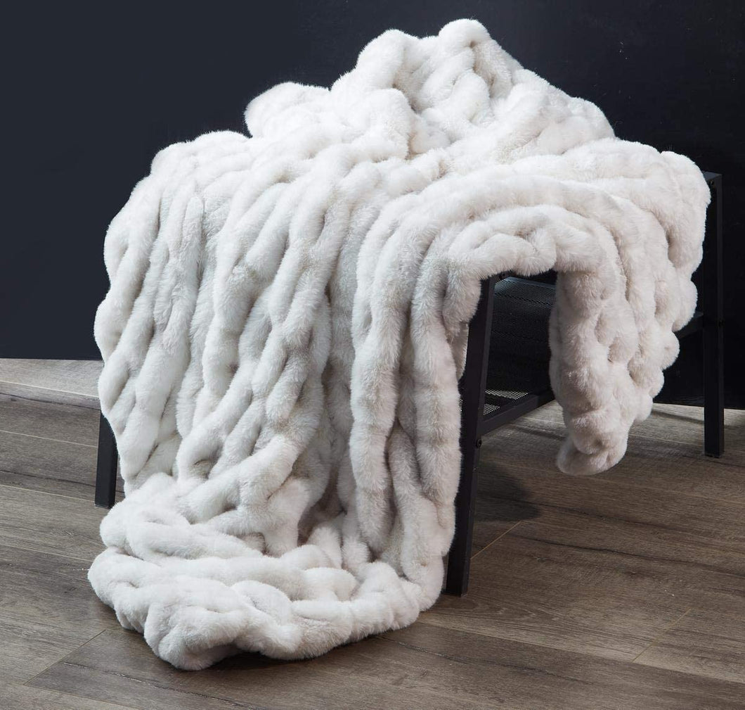 LILY NY Sculpted Faux Fur Throw Blanket
