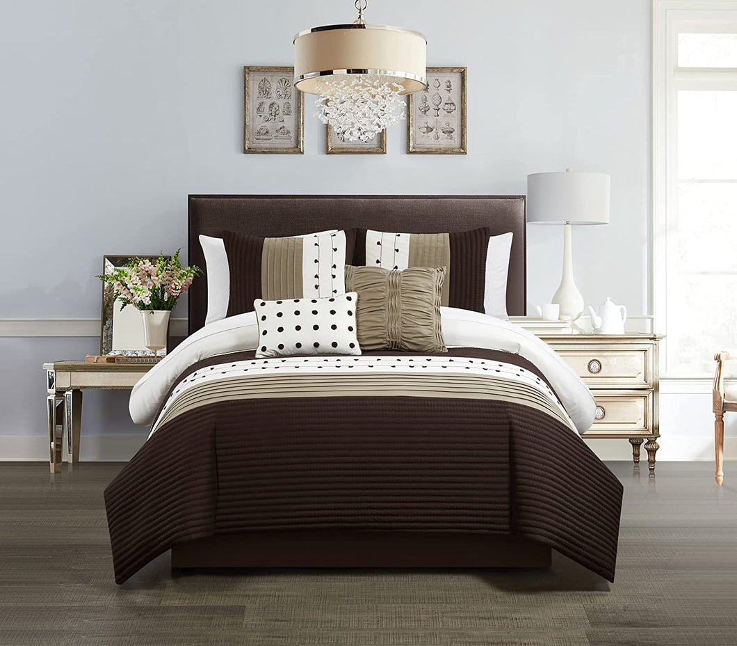 Chic Home Lainy 5 Piece Comforter Set, Queen, Brown