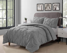 Load image into Gallery viewer, Cathay Home Bedding Set: Exquisite Pintuck, 3-Piece Comforter &amp; Sham Set -Grey, Full/Queen
