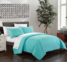 Load image into Gallery viewer, Chic Home Amandla 3 Piece King Quilt Cover Set, Aqua
