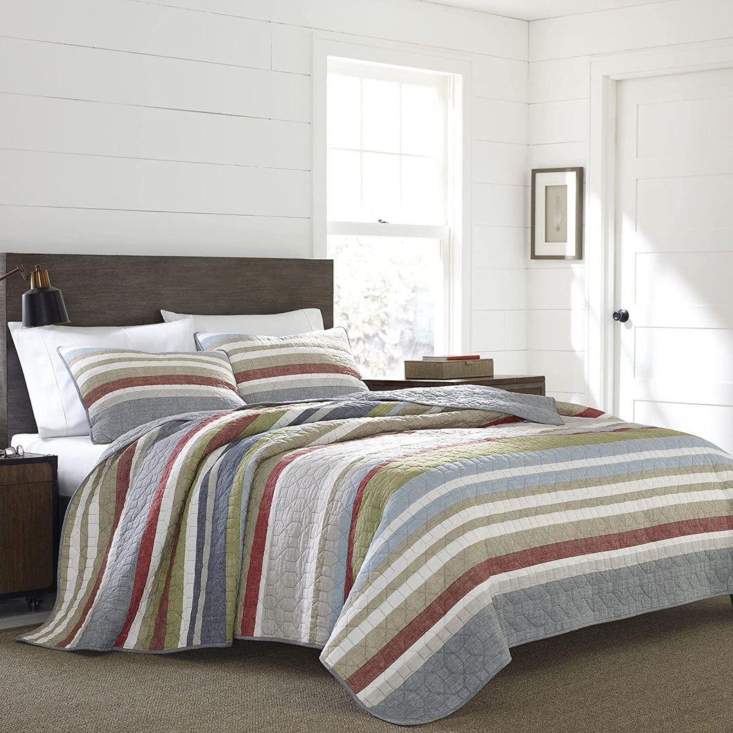 Eddie Bauer Home |100% Cotton Light-Weight King Quilt Bedspread Set