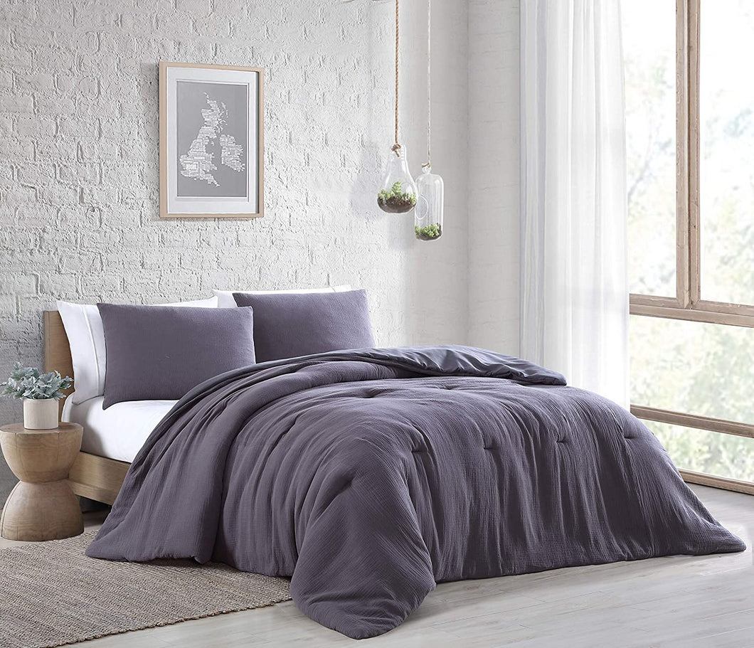 Geneva Home Fashion Annika 3 pc Comforter Set, Queen, Charcoal Grey