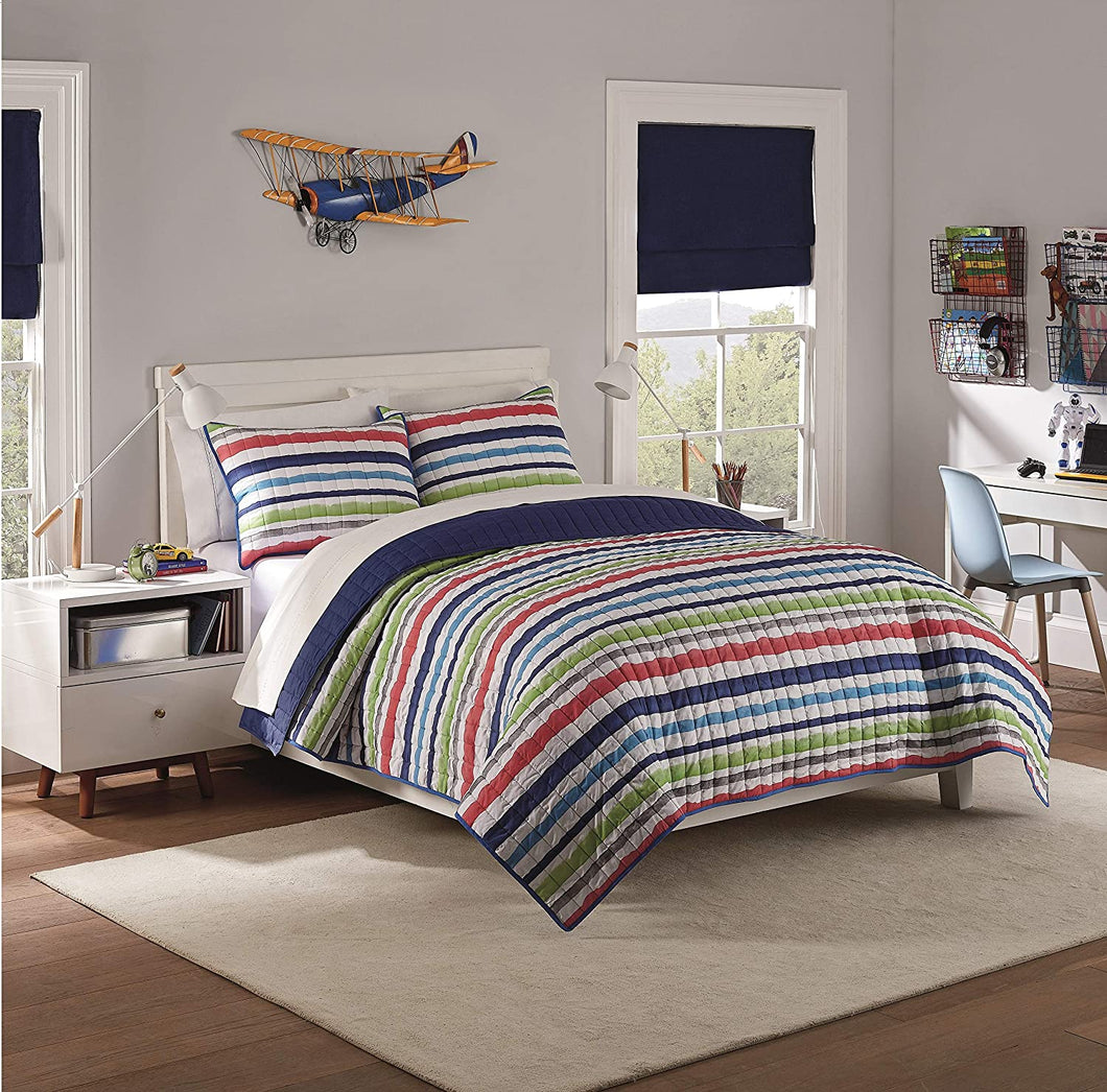 WAVERLY Kids Froot Loops 3pc Quilt Set, Navy, Full