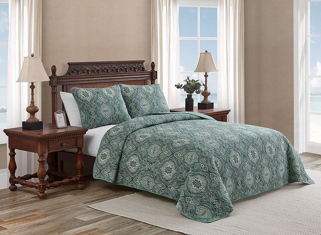 Tommy Bahama Home Turtle Cove Collection Quilt Set-100% Cotton, Green