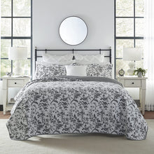 Load image into Gallery viewer, Laura Ashley Home-100% Cotton, Reversible, Queen Quilt Set , Black/White
