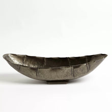 Load image into Gallery viewer, Metal Oval Industrial Decorative Bowl in Antique Nickel

