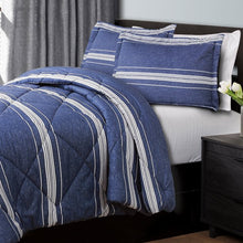 Load image into Gallery viewer, Lush Décor, Navy, Full/Queen Marlton Stripe 3 Piece Comforter Set
