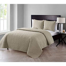 Load image into Gallery viewer, VCNY Home Carolina 2 Piece Embossed Quilt Set, Twin, Taupe
