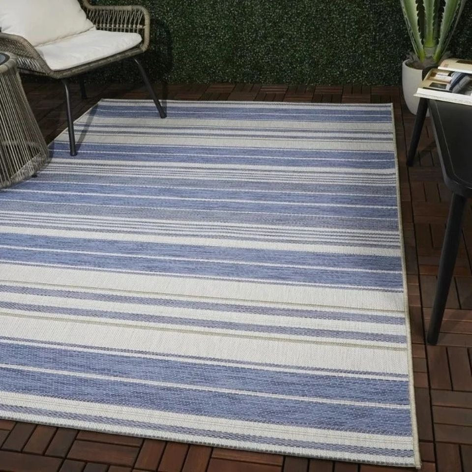 Power Loom Blue/White Indoor/Outdoor 5x7