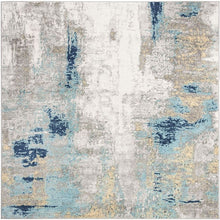 Load image into Gallery viewer, Modern Abstract Area Rug, 3&#39; x 3&#39; Square, Grey / Gold

